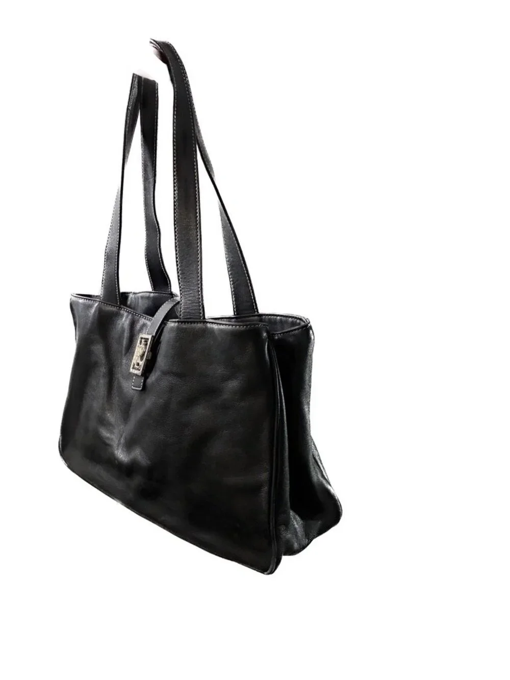 Vintage Lauren Ralph Lauren Black Glove Leather Shopper Tote Bag